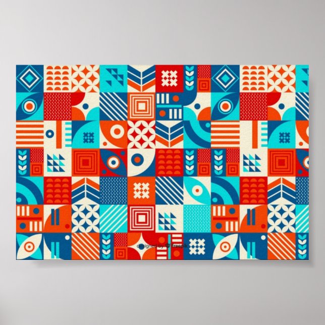 Fun Geometric Abstract Art Shapes Poster (Front)