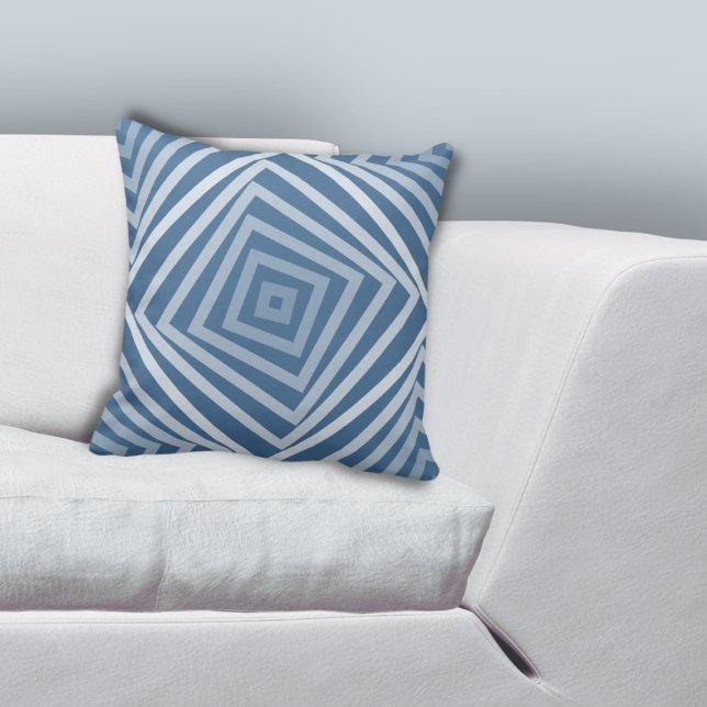 Fun Geometric Blue Square Box Spiral Cushion (Fun Geometric Blue Square Box Spiral Throw Pillow)