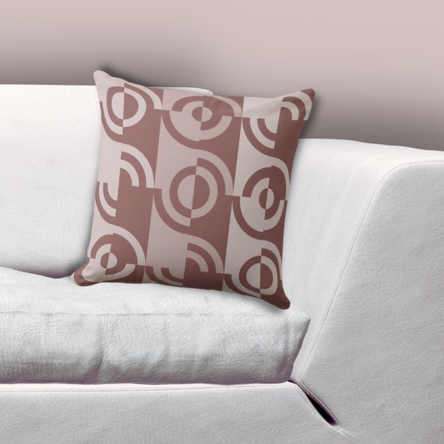 Fun Geometric Circular Fragments Brown Cushion (Fun Geometric Circular Fragments Brown Throw Pillow, Living Room)