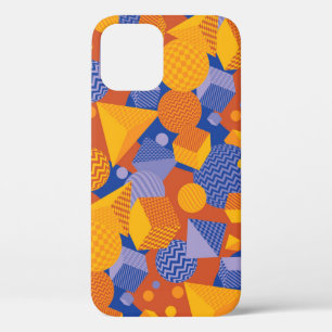Fun Geometric Orange Violet Pattern iPhone 12 Case