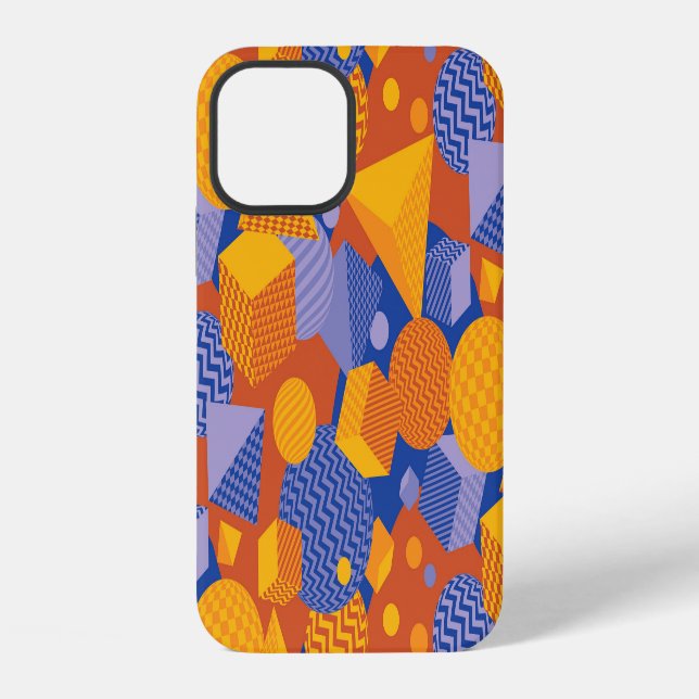 Fun Geometric Orange Violet Pattern iPhone Case (Back)
