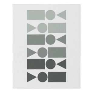 Fun Geometric Shapes Design in Grey Ombre Faux Canvas Print