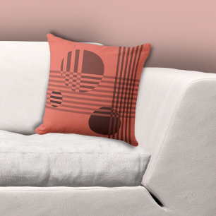 Fun Geometric Stripes & Circles Pattern Pink Cushion
