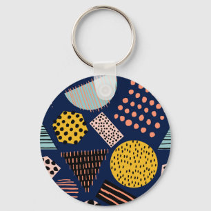 Fun Geometry: Abstract Multicolor Pattern Key Ring