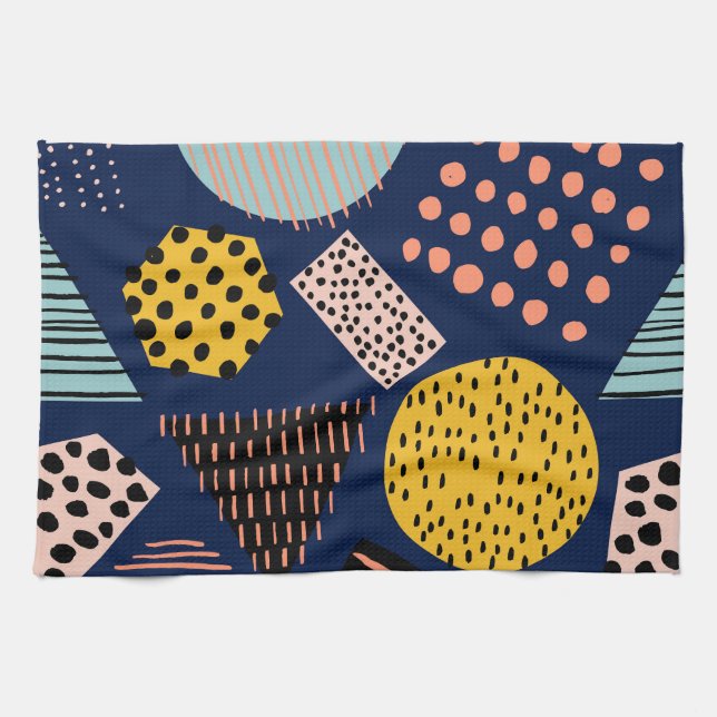 Fun Geometry: Abstract Multicolor Pattern Tea Towel (Horizontal)