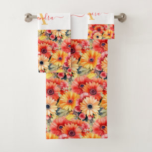 Fun Gerbera Daisies Floral Towel Set