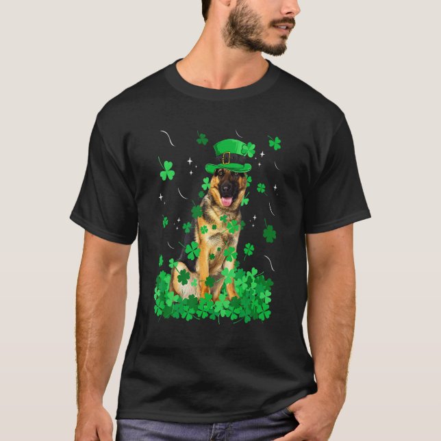 Fun German Shepherd Dog St Patrick S Day Irish Sha T-Shirt (Front)
