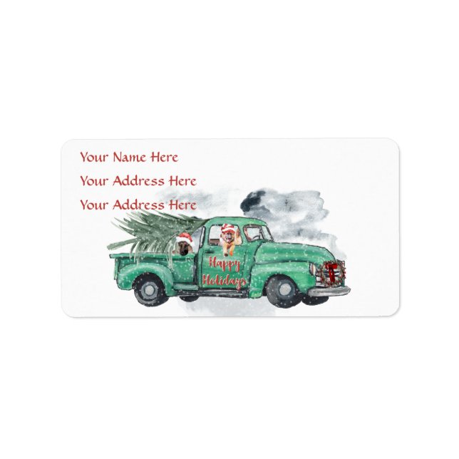 Fun German Shepherd in Truck Holiday Address Label (Front)