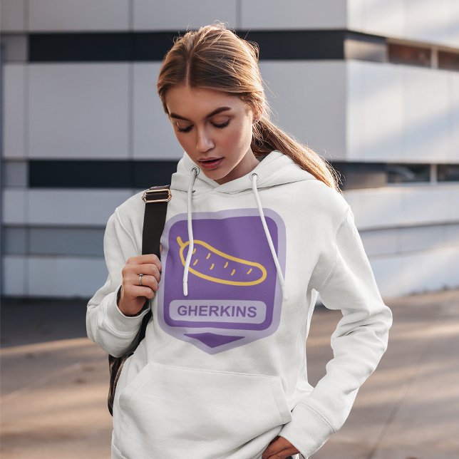 Fun Gherkin Pickle Icon Purple and Yellow Hoodie (Creator Uploaded)