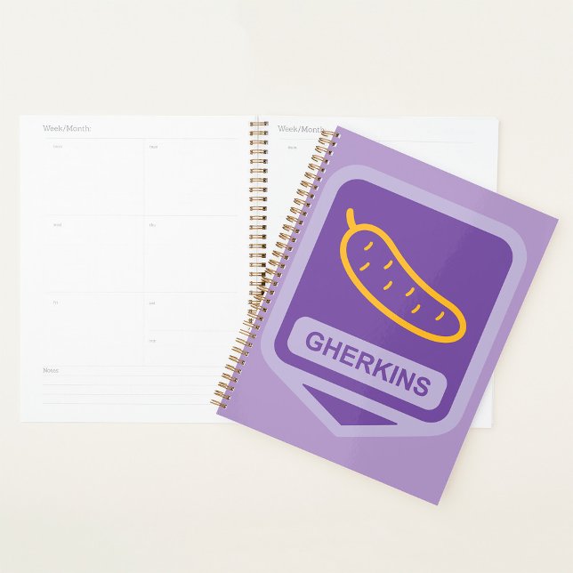 Fun Gherkin Pickle Icon Purple and Yellow Planner (Creator Uploaded)