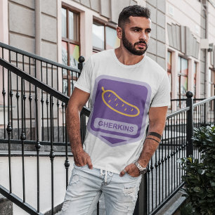 Fun Gherkin Pickle Icon Purple and Yellow T-Shirt
