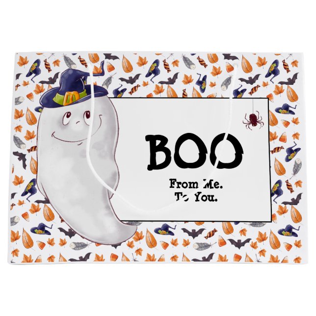 Fun Ghost Boo Halloween Large Gift Bag (Front)