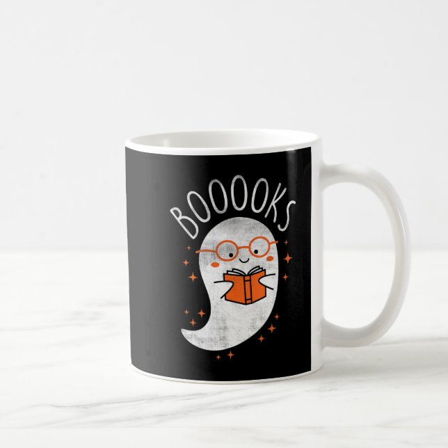 Fun Ghost Book Reading Halloween Cute Teacher Top  Coffee Mug (Right)