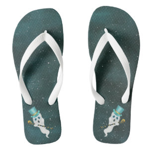 Fun Ghosts Floating in Galaxy Sky With Top Hats  Flip Flops