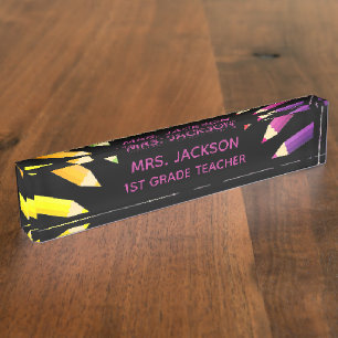 Fun Gift! Colourful Teacher desk nameplate