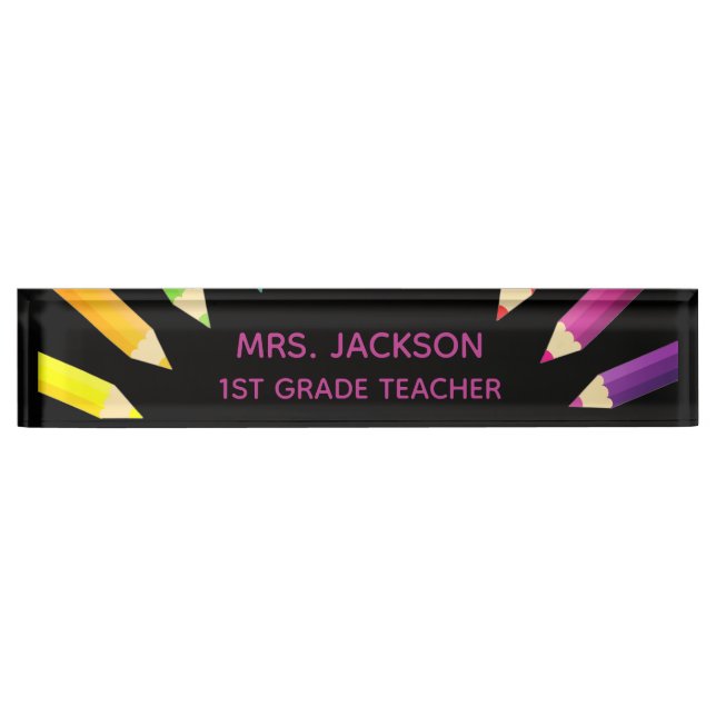 Fun Gift! Colourful Teacher desk nameplate (Front)