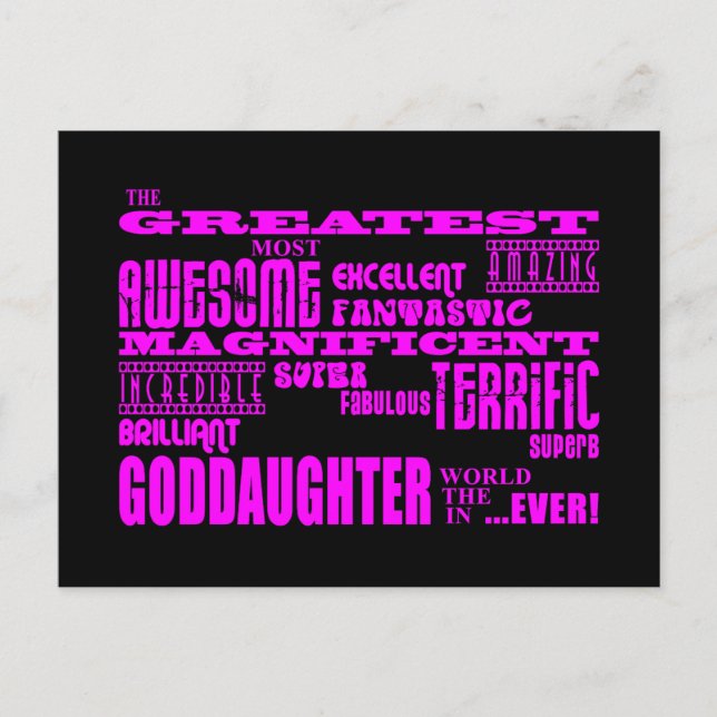 Fun Gifts for Goddaughters : Greatest Goddaughter Postcard (Front)