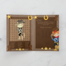 Fun Ginger Boys Cowboy Word Search Happy Birthday