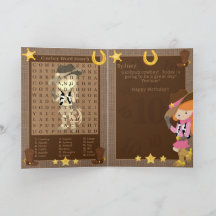 Fun Ginger Girls Cowboy Word Search Happy Birthday