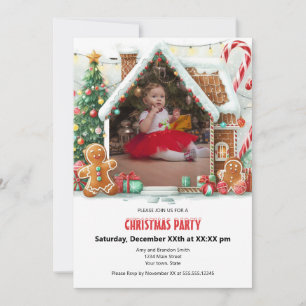 Fun Gingerbread House Christmas Party   your photo Holiday Card