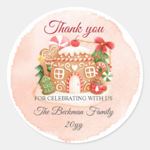 Fun Gingerbread House Holiday Party Thank You Classic Round Sticker