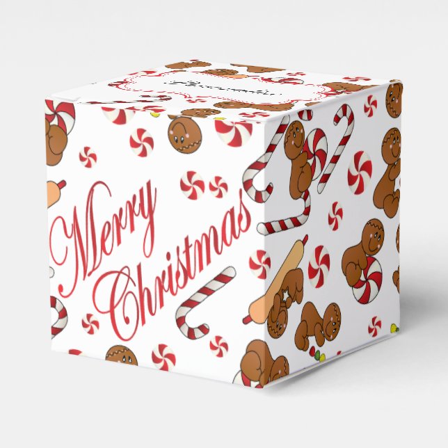 Fun Gingerbread Men Favour Box (Front Side)