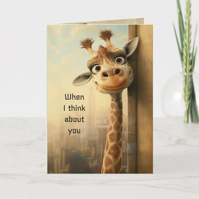 Fun Giraffe Animal Love You Humour Card (Front)