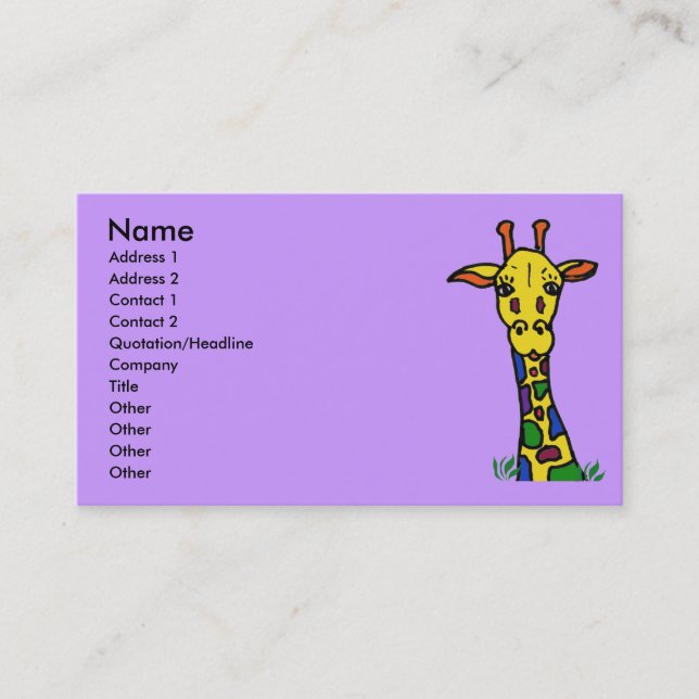 fun giraffe business cards (Front)