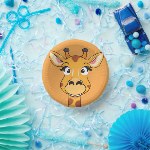 Fun giraffe Face safari Wild jungle Birthday Party Paper Plate