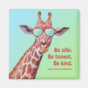 Fun Giraffe Motivational Quote Emerson Be Silly  Magnet