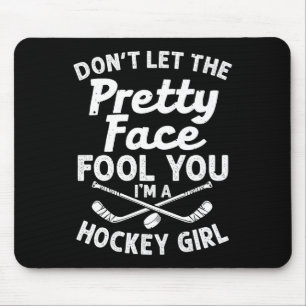 Fun Girl Hockey Gift For Women Kids Ice Hockey Pla Mouse Mat
