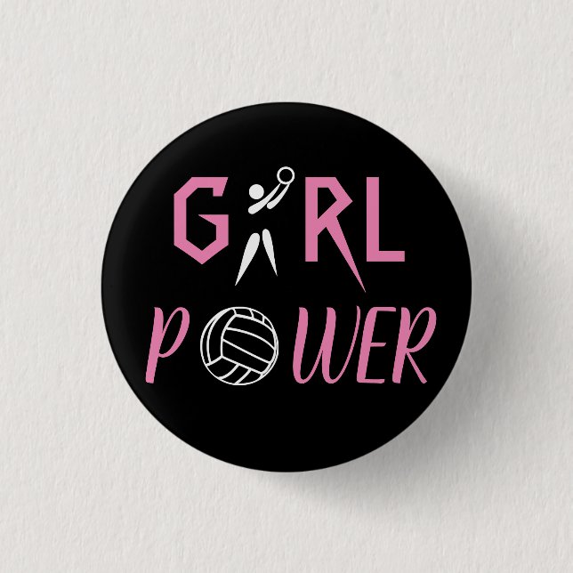 Fun Girl Power Netball 3 Cm Round Badge (Front)