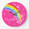 Fun girls kids rainbow name pink clock