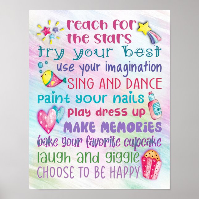 Fun Girl's Motivational Quotes Poster - 11x14 (Front)