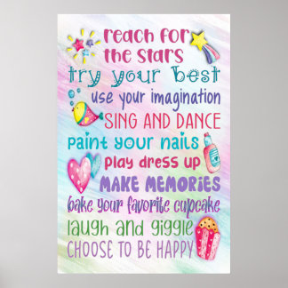 Fun Girl's Motivational Quotes Poster - 24x36