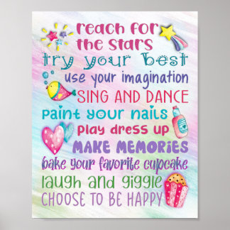 Fun Girl's Motivational Quotes Poster - 8x10