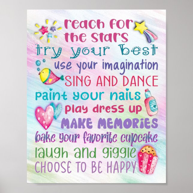 Fun Girl's Motivational Quotes Poster - 8x10 (Front)