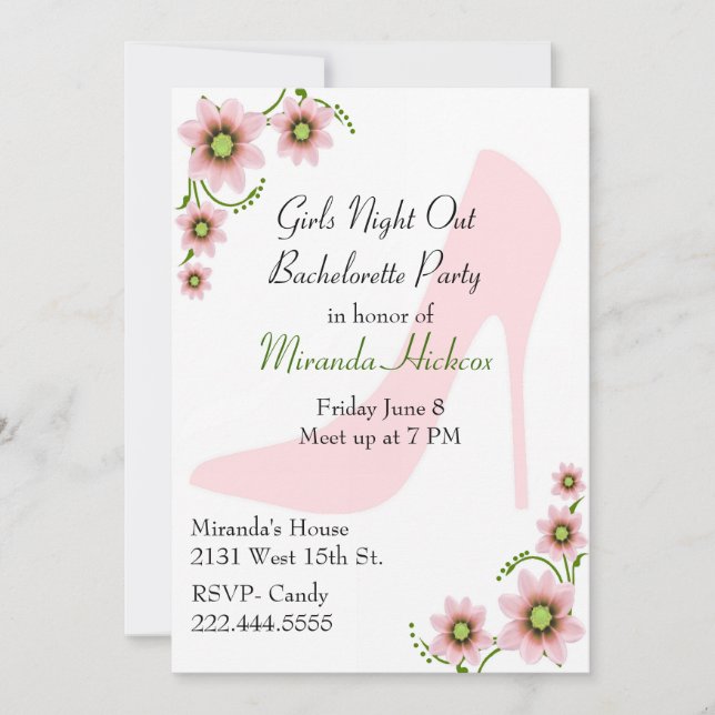 Fun Girl's Night Our Bachelorette Party Invitation (Front)