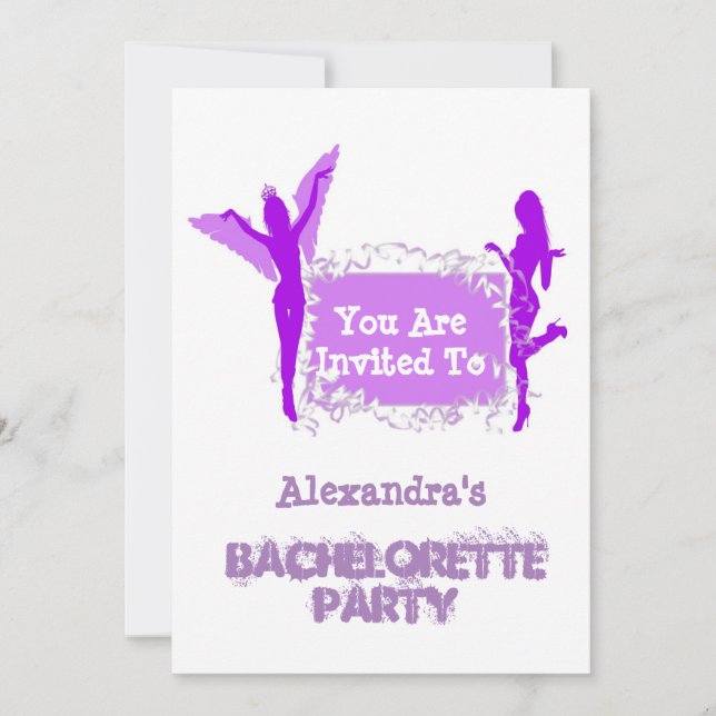 Fun girls personalised bachelorette party invitation (Front)