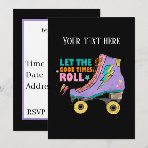 Fun girls retro roller skating invitation