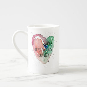 Fun Girly 'Never too Busy for Fizzy' Bone China Mu Mug