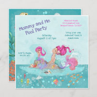 Fun Girly Pink Hair Mermaid Mummy & Me Pool Party