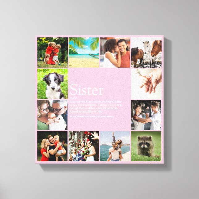 Fun Girly Pink Sister Definition Photo Collage  Canvas Print (Front)