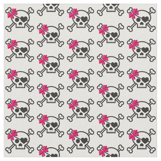 Fun Girly Skull Fabric (Close Up)
