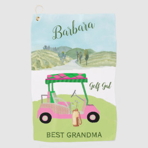 Fun Glam Golf Cart Best Grandma Personalized Name Towel