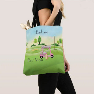 Fun Glitzy Golf Cart Best Mum Name Tote Bag