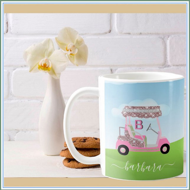 Fun Glitzy Golf Cart Course Personalise  Coffee Mug (Creator Uploaded)