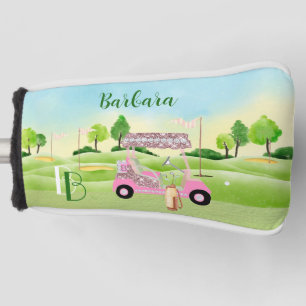 Fun Glitzy Golf Cart Monogram Name Putter Golf Head Cover