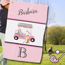 Fun Glitzy Golf Cart Monogram Name 