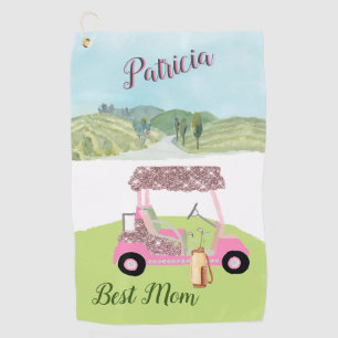 Fun Glitzy Golf Cart Scenic Personalised Two Colou Towel